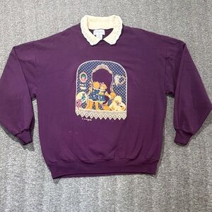 Vintage Teddy Bear Polo Oversized Sweatshirt Purple Size 2X-Large